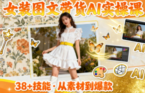 女装图文带货的AI实操课，覆盖38个实用技能，快速提升素材制作效率-小二项目网