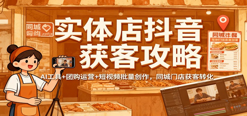 实体店抖音获客攻略：AI工具+团购运营+短视频批量创作，同城门店获客转化-小二项目网