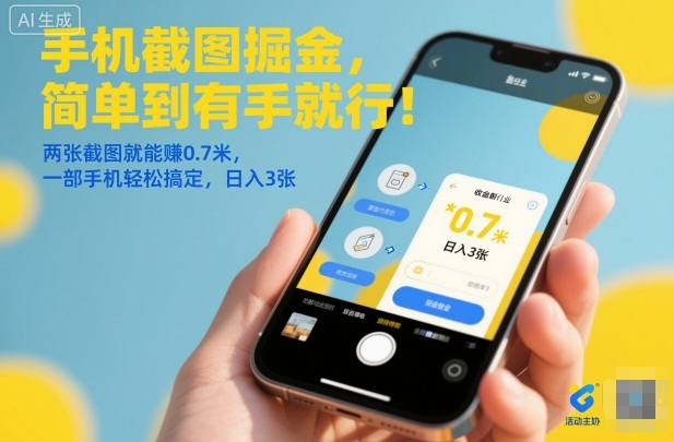手机截图掘金，简单到有手就行！两张截图就能賺0.7米，一部手机轻松搞定，日入3张【揭秘】-小二项目网