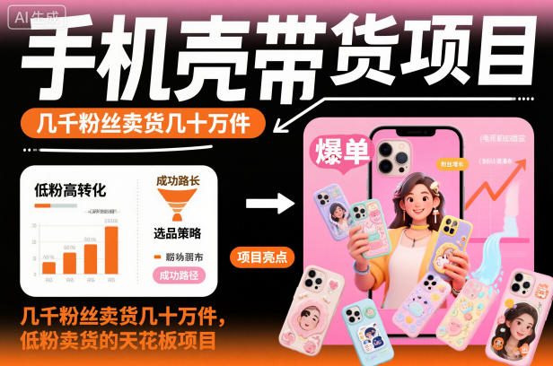手机壳带货项目，几千粉丝卖货几十万件，短视频低粉卖货的天花板项目-小二项目网