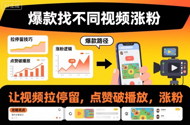 爆款找不同视频涨粉,让视频拉停留,实现点赞,破播放,涨粉-小二项目网