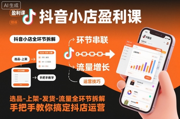 抖音小店盈利课-选品-上架-发货-流量全环节拆解，手把手教你搞定抖店运营-小二项目网