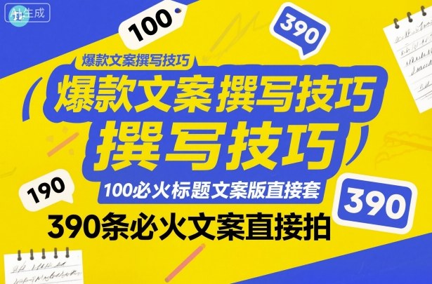 爆款文案撰写技巧，100个必火标题文案模版直接套，390条必火文案直接拍-小二项目网