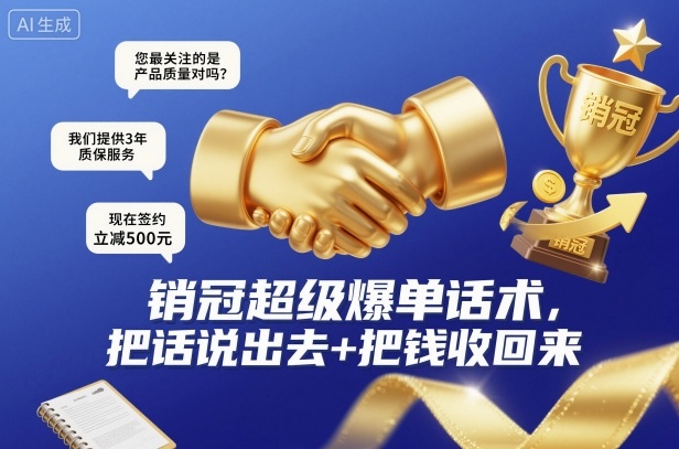 销冠超级爆单话术，把话说出去+把钱收回来-小二项目网