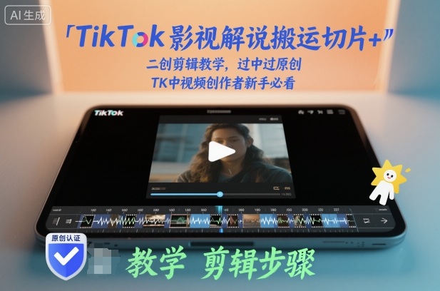 TikTok影视解说搬运切片+二创剪辑教学，过中过原创，TK中视频创作者新手必看-小二项目网
