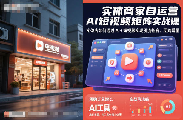 实体商家自运营AI短视频矩阵实战课，实体店如何通过AI+短视频实现引流拓客、团购增量-小二项目网