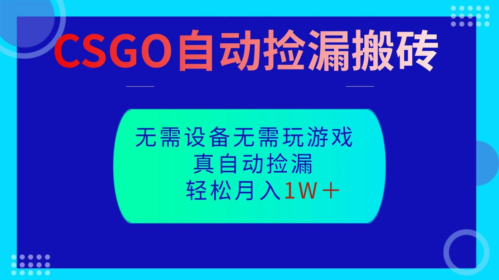 CSGO自动捡漏搬砖，当天操作当天见结果，无需了解游戏，包教包会包落地-小二项目网