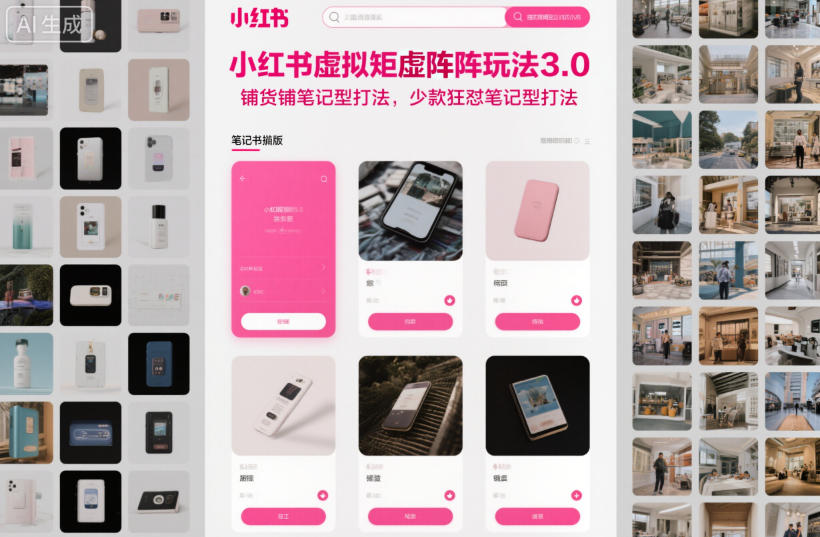 小红书虚拟矩阵玩法3.0，铺货铺笔记型打法，少款狂怼笔记型打法-小二项目网