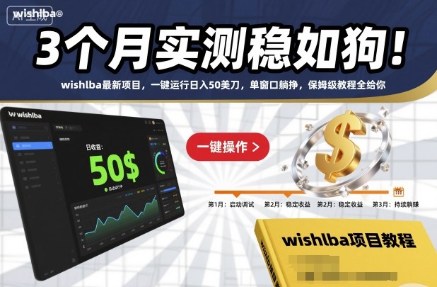 3个月实测稳如狗！wishlba最新项目，一键运行日入50美刀，单窗口躺挣，保姆级教程全给你【揭秘】-小二项目网