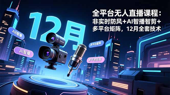 （16754期）全平台无人直播课程：非实时防风＋AI智播智剪＋多平台矩阵，12月全套技术-小二项目网