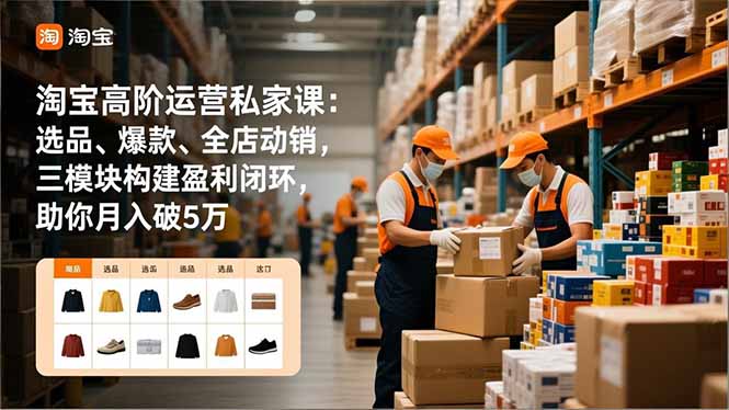 （16934期）淘宝高阶运营私家课：选品、爆款、全店动销，三模块构建盈利闭环，助你月入破5万（更新12月）-小二项目网