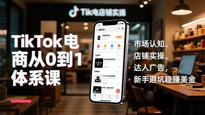 （16818期）TikTok电商从0到1体系课，市场认知、店铺实操、达人广告，新手避坑稳赚美金-小二项目网