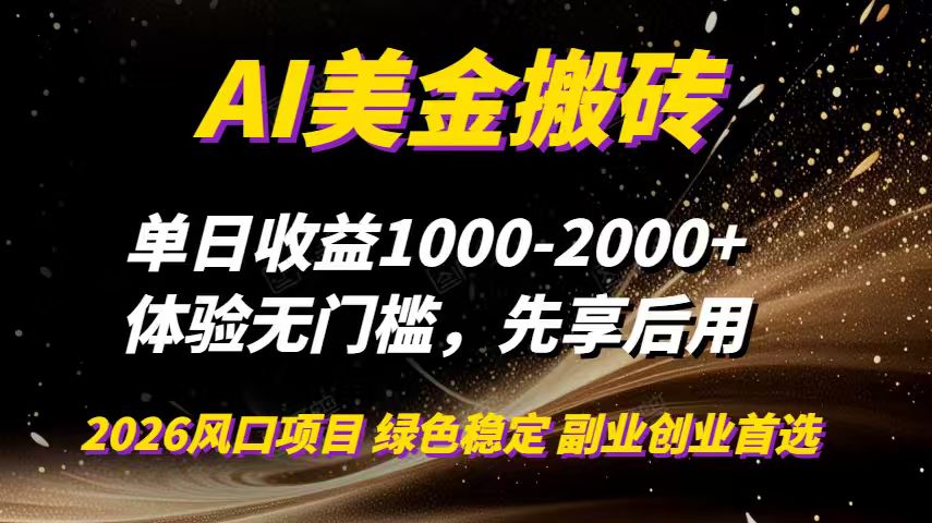 （16972期）AI美金搬砖，单日收益1000-2000+，2025风口项目，可以副业，可以全职，可以工作室放大-小二项目网