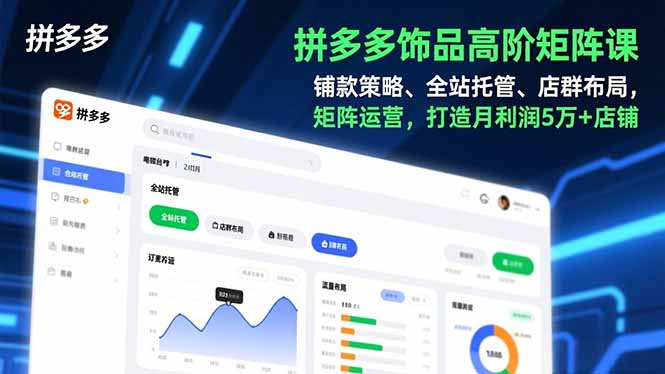 （16915期）拼多多饰品高阶矩阵课，铺款策略、全站托管、店群布局，矩阵运营，打造月利润5万+店铺-小二项目网