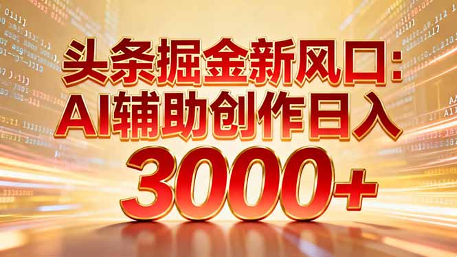 (16923期)头条掘金新风口:AI辅助创作日入3000+,矩阵玩法当天启动隔天见效-小二项目网