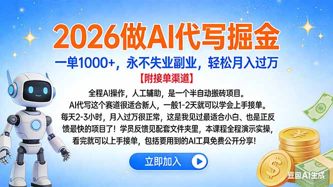 （16924期）2026做AI代写掘金，一单1000+，永不失业副业，轻松月入过万-小二项目网