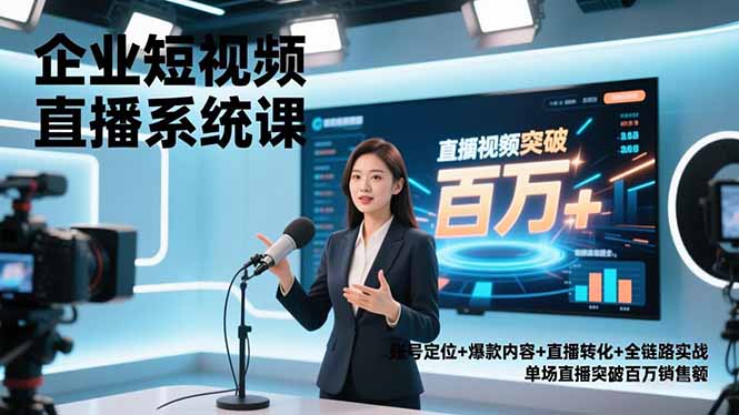 （16878期）企业短视频直播系统课，账号定位+爆款内容+直播转化+全链路实战，单场直播突破百万销售额-小二项目网