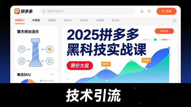 （16977期）2025拼多多黑科技实战课，擎天柱玩法、爆流SKU、原价大促，技术引流，单店日销轻松破千单-小二项目网