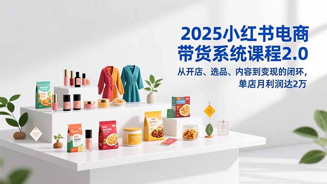 （16880期）2025小红书电商带货系统课程2.0，从开店、选品、内容到变现的闭环，单店月利润达2万-小二项目网