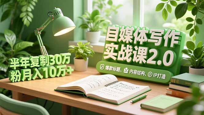 （16734期）自媒体写作实战课2.0，爆款标题、内容结构、IP打造，半年复制30万粉月入10万+-小二项目网