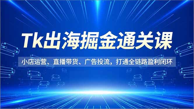 （16820期）Tk出海掘金通关课，小店运营、直播带货、广告投流，打通全链路盈利闭环-小二项目网