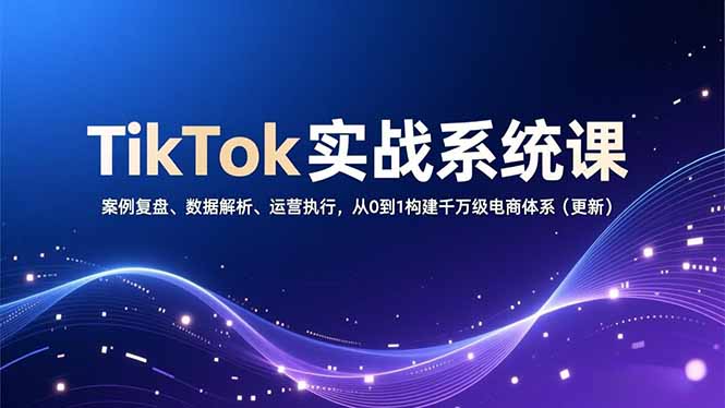 （16918期）TikTok实战系统课，案例复盘、数据解析、运营执行，从0到1构建千万级电商体系（更新）-小二项目网