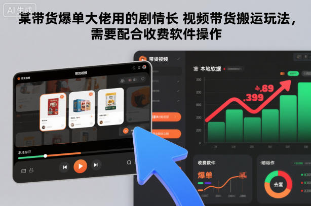 某带货爆单大佬用的剧情长视频带货搬运玩法，需要配合收费软件操作-小二项目网
