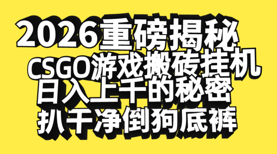 2026开年重磅解密，CSGO游戏搬砖挂机日入上千的秘密，把倒狗的底裤扒干净，毫无保留-小二项目网