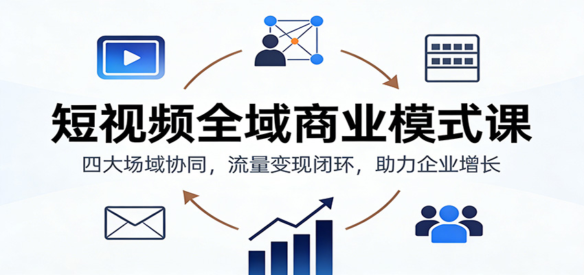 短视频全域商业模式课：四大场域协同，流量变现闭环，助力企业增长-小二项目网