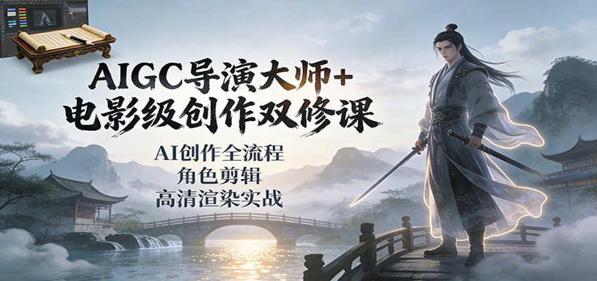 AIGC导演大师+电影级创作双修课：AI创作全流程、角色剪辑、高清渲染实战-小二项目网