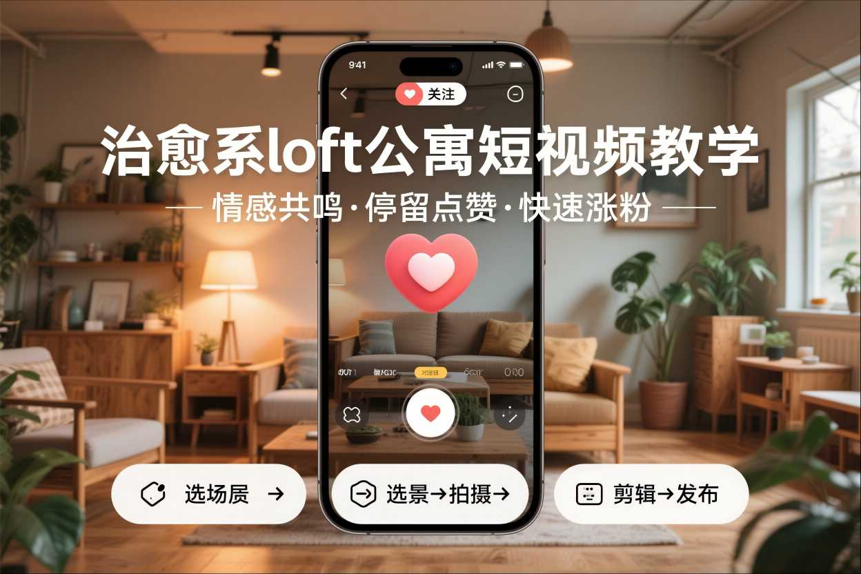 治愈系loft公寓短视频制作教学，情感共鸣引停留点赞关注，快速起号涨粉-小二项目网