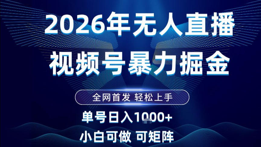 2026最新视频号无人直播掘金，全网首发，小白可以玩，长期稳定日入1k+【揭秘】-小二项目网