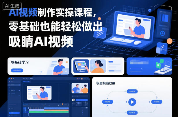 AI视频制作实操课程，零基础也能轻松做出吸睛AI视频-小二项目网