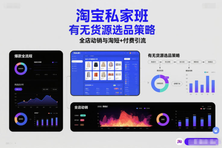淘宝私家班，有无货源选品策略，高成功率爆款全流程打法，全店动销与淘短+付费引流-小二项目网
