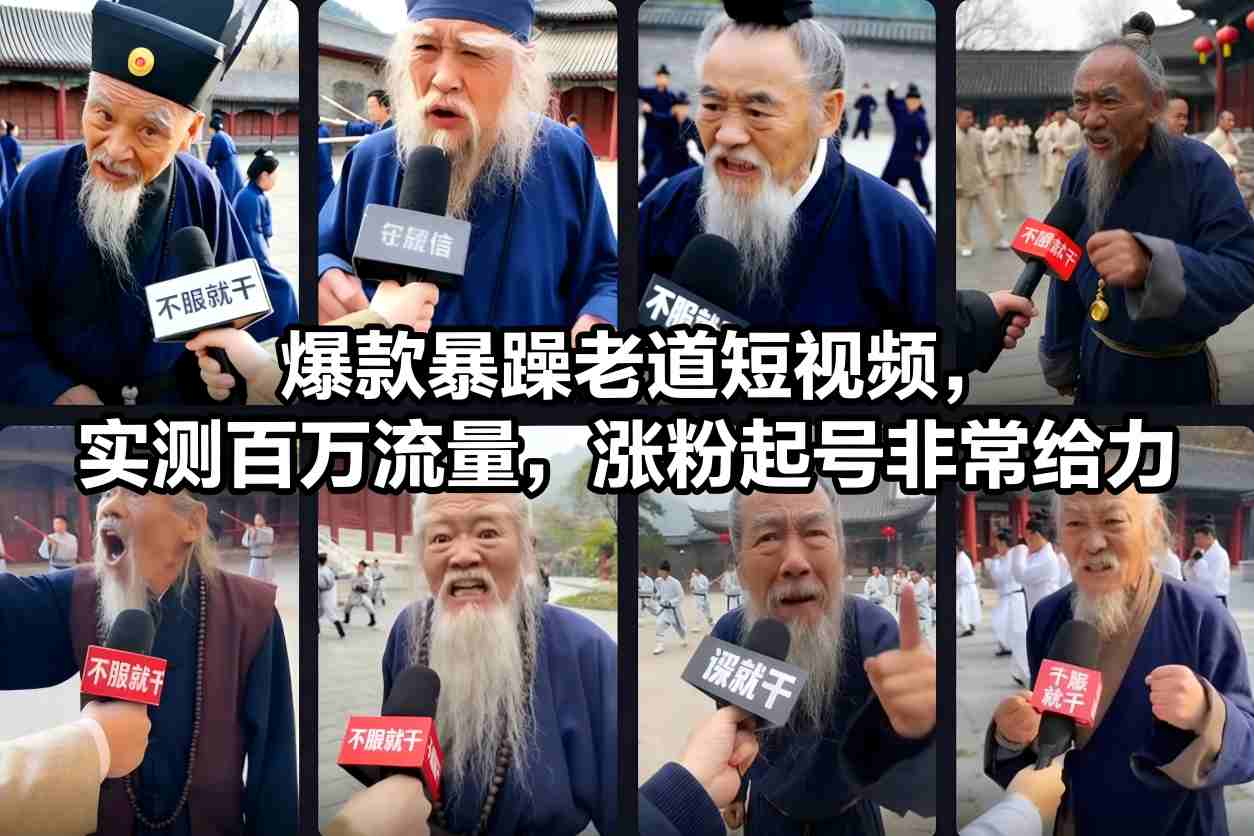 爆款暴躁老道短视频，实测百万流量，涨粉起号非常给力-小二项目网