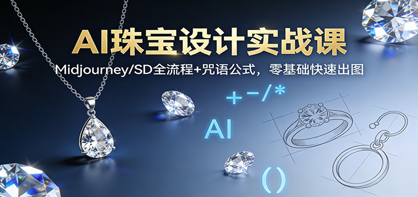 AI珠宝设计实战课：Midjourney/SD全流程+咒语公式，零基础快速出图-小二项目网