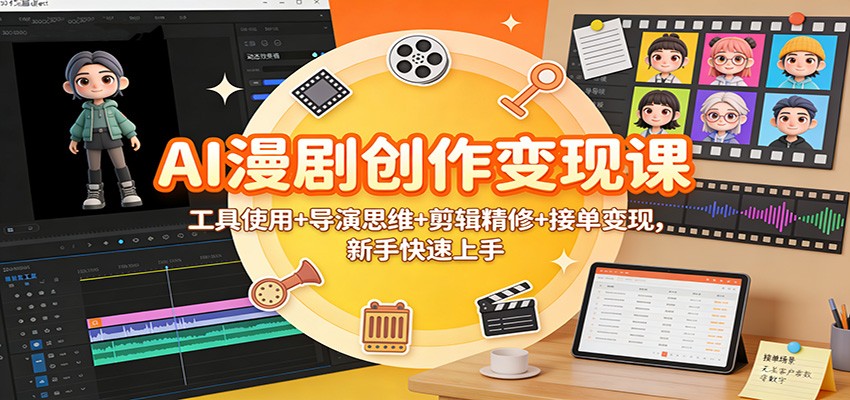 AI漫剧创作变现课：工具使用+导演思维+剪辑精修+接单变现，新手快速上手-小二项目网