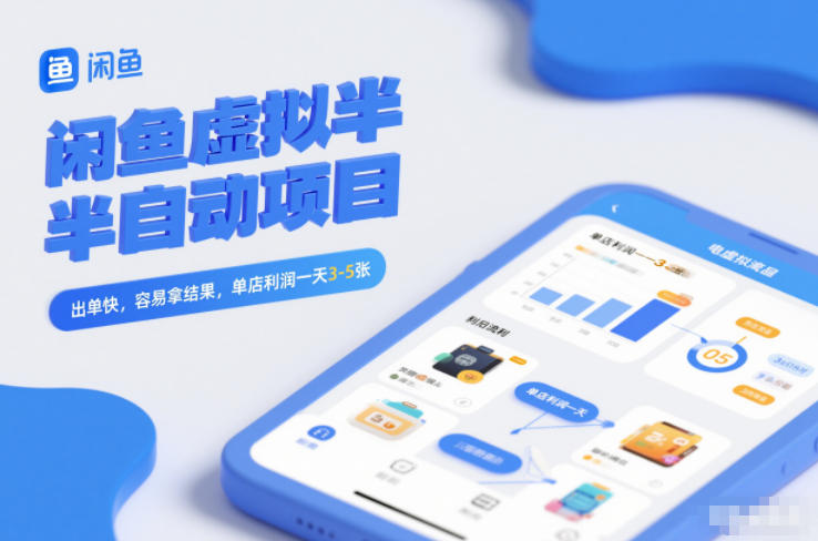 闲鱼虚拟半自动项目，出单快，容易拿结果，单店利润一天3-5张-小二项目网