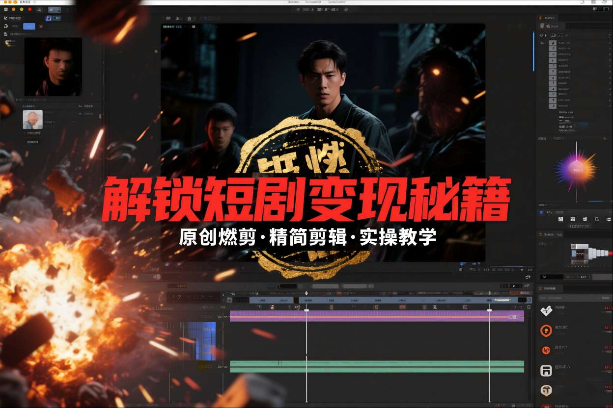 短剧拉新之原创燃剪精简剪辑实操课，解锁短剧变现秘籍-小二项目网