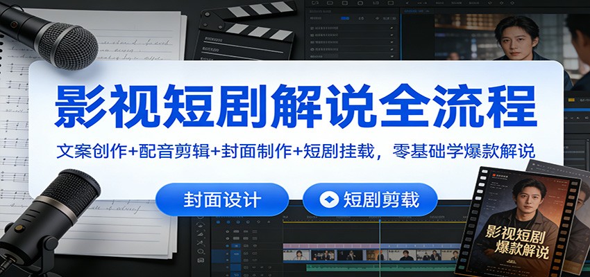 影视短剧解说全流程：文案创作+配音剪辑+封面制作+短剧挂载，零基础学爆款解说-小二项目网