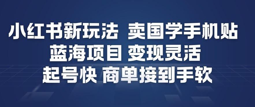 小红书新玩法，卖国学手机贴，蓝海项目，变现灵活，起号快，商单接到手软-小二项目网