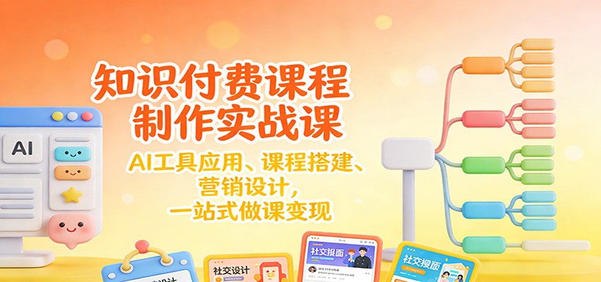 知识付费课程制作实战课：AI工具应用 、课程搭建、营销设计，一站式做课变现-小二项目网