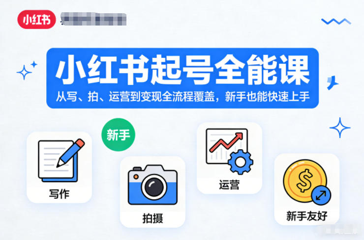 小红书起号全能课，从写、拍、运营到变现全流程覆盖，新手也能快速上手-小二项目网
