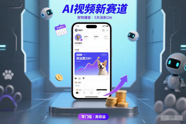 AI视频新赛道，宠物播客仅注册5天涨粉2W，收益非常可观-小二项目网