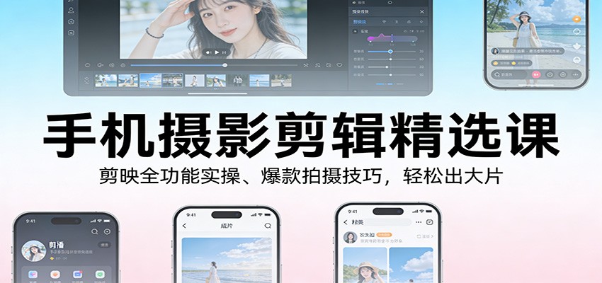 手机摄影剪辑精选课：剪映全功能实操、爆款拍摄技巧，轻松出大片-小二项目网