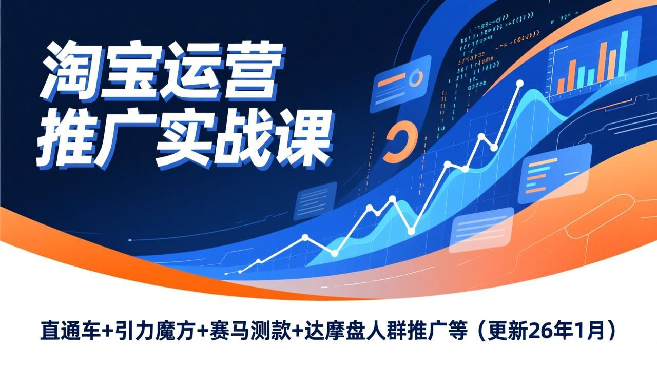 （17200期）淘宝运营推广实战课，直通车+引力魔方+赛马测款+达摩盘人群推广等（更新26年1月）-小二项目网