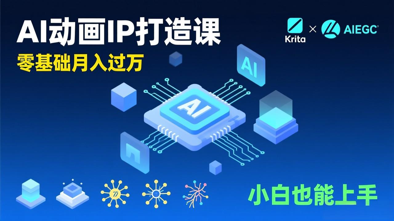 （17075期）AI动画新手变现课，Krita+AIGC、模型训练、商单资源，零基础月入过万，小白也能上手-小二项目网