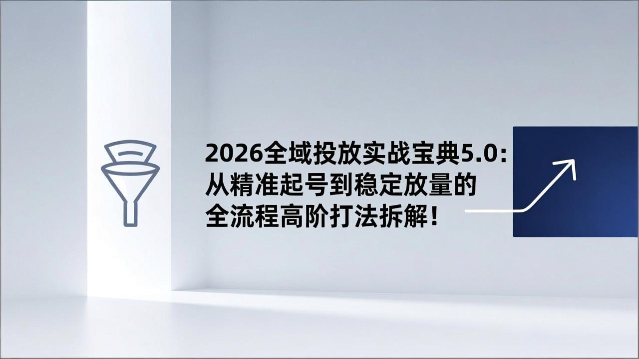 （17156期）2026全域投放实战宝典5.0：从精准起号到稳定放量的全流程高阶打法拆解！-小二项目网
