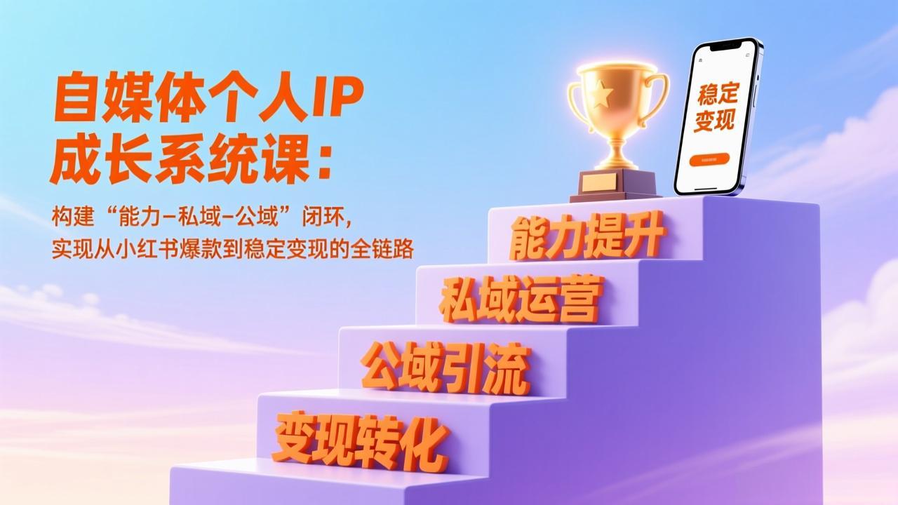 （17192期）自媒体个人IP成长系统课：构建“能力-私域-公域”闭环，实现从小红书爆款到稳定变现的全链路-小二项目网