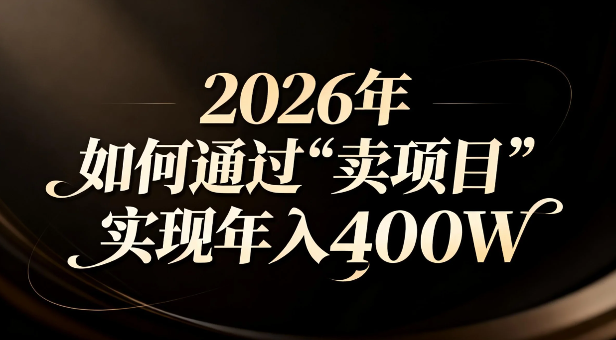 （16999期）2026年如何通过“卖项目”实现年入百万-小二项目网